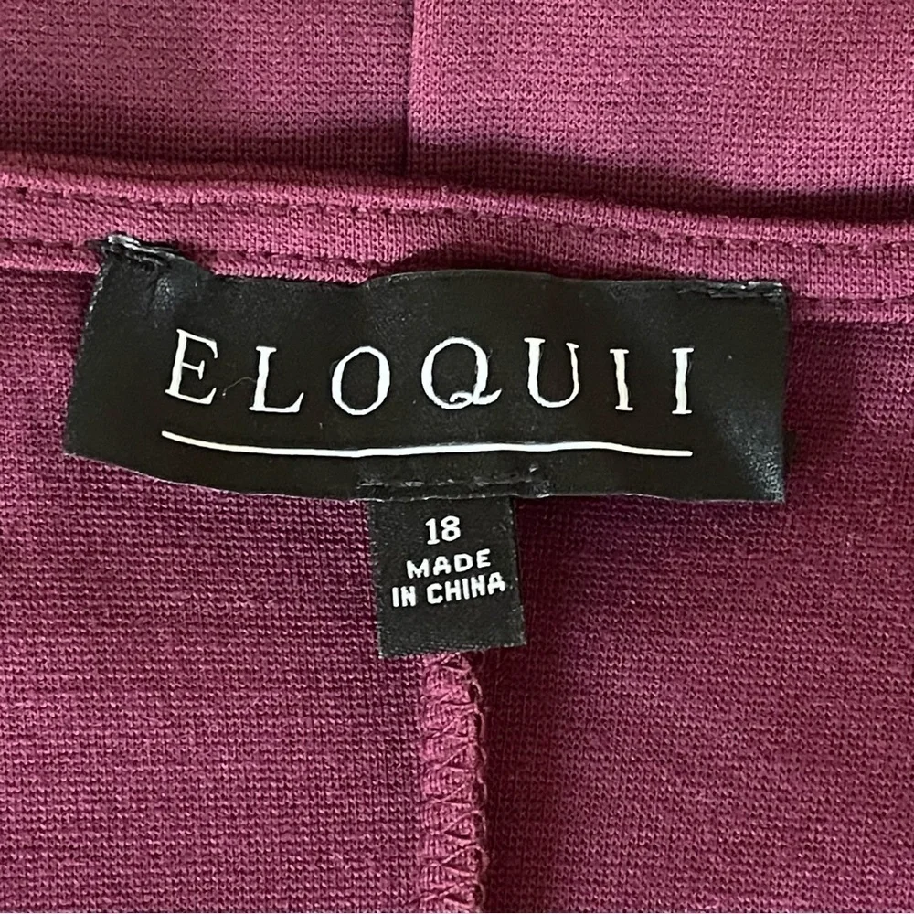 Eloquii Peplum Wrap Blouse V-Neck Long Sleeve Wine Maroon Adjustable 18